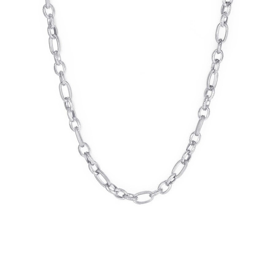 SHK10 Collana a Girocollo Sagapo CHUNKY con maglia a Catena in Acciaio Lucido