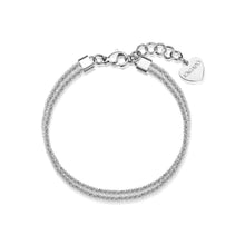 Carica l'immagine nel visualizzatore di Gallery, bracciale a doppio filo con maglie riflettenti in acciaio color argento
