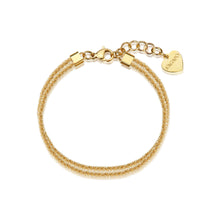 Carica l'immagine nel visualizzatore di Gallery, bracciale a doppio filo con maglie riflettenti in acciaio placcato oro giallo
