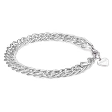 Carica l'immagine nel visualizzatore di Gallery, bracciale a catena grumetta con maglie texturizzate in acciaio color argento
