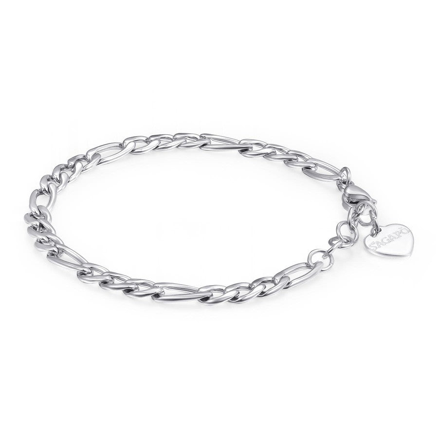 SHK13 Bracciale S'Agapò CHUNKY in acciaio lucido con catena maglia Grumetta