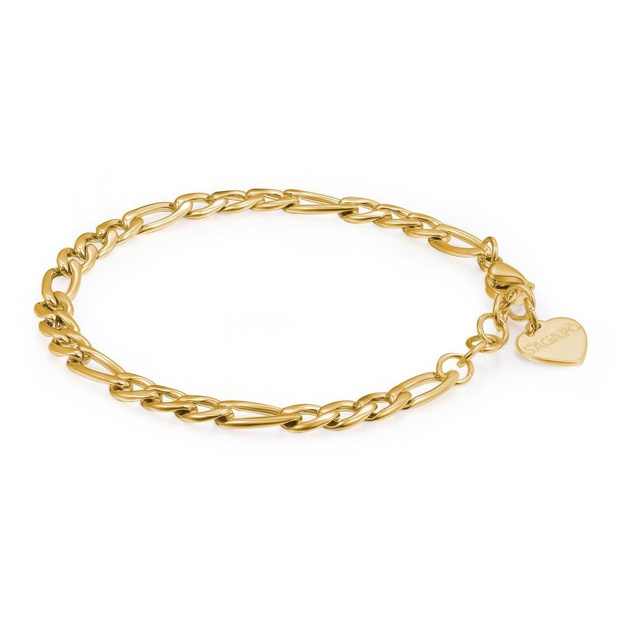 SHK14 Bracciale S'Agapò CHUNKY in acciaio e pvd Oro con catena maglia Grumetta