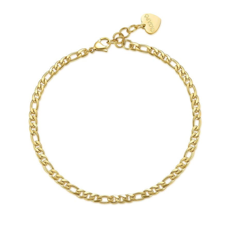 SHK18 Cavigliera S'AGAPò CHUNKY in acciaio, pvd Oro con catena Grumetta