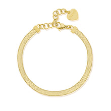 Carica l'immagine nel visualizzatore di Gallery, Bracciale con catena piatta a spina di pesce in acciaio placcato oro giallo
