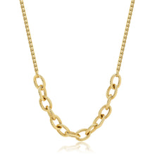 Carica l'immagine nel visualizzatore di Gallery, Collana girocollo con catena spiga e rolò lavorata al centro in Acciaio con pvd oro 14k di Sagapo linea CHUNKY 
