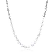 Carica l'immagine nel visualizzatore di Gallery, Collana girocollo con catena corda in acciaio e perle di conchiglia di S'Agapò CHUNKY SHK63

