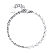 Carica l'immagine nel visualizzatore di Gallery, Bracciale Sagapo CHUNKY in acciaio lucido con catena corda e perle di conchiglia
