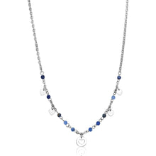 Carica l&#39;immagine nel visualizzatore di Gallery, SHT03 Collana Sagapo HAITI in acciaio con pendenti a forma di cuoricino e sfere di sodalite
