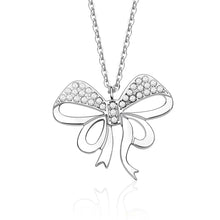 Carica l'immagine nel visualizzatore di Gallery, Collana con fiocco in acciaio e cristalli bianchi di S'AGAPò GIFT SIT01
