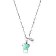 Carica l'immagine nel visualizzatore di Gallery, Collana S'Agapò JOYFUL in acciaio con pendente tartaruga smaltata di verde e cristallo SJF05
