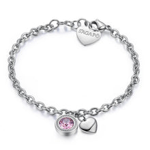 Carica l'immagine nel visualizzatore di Gallery, Bracciale con cuore e Swarovski light rose in acciaio S'Agapò LUCKY LIGHT SKT11
