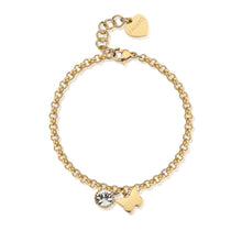 Carica l'immagine nel visualizzatore di Gallery, Bracciale con pendente a forma di Farfalla e cristallo bianco in Acciaio dorato di S'agapò  LUCKY LIGHT SKT30
