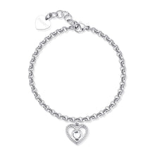 Carica l'immagine nel visualizzatore di Gallery, bracciale da donna con pendente a forma di cuore in Acciaio con cristallo al centro
