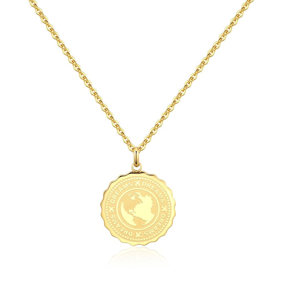 SKY02 Collana S'AGAPò LUCKY COIN Dreams con pendente globo in acciaio Placcato Oro