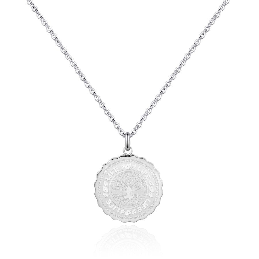 SKY07 Collana S'AGAPò LUCKY COIN Life con pendente Albero della Vita in acciaio