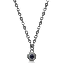Carica l'immagine nel visualizzatore di Gallery, Collana uomo con pendente ottagonale e cristallo scuro in acciaio placcato nero

