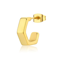 Carica l'immagine nel visualizzatore di Gallery, Orecchino singolo a forma di dado esagonale in acciaio lucido placcato 
