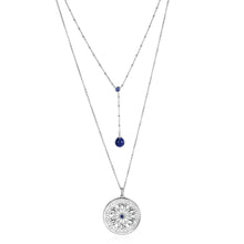 Carica l'immagine nel visualizzatore di Gallery, Collana lunga a doppio filo in acciaio con pendente a forma di rosone e sodalite di S'agapò Notre Dame SNT01
