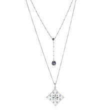Carica l'immagine nel visualizzatore di Gallery, Collana lunga a doppio filo in acciaio con pendente a forma di rombo ed Ematite di S'agapò Notre Dame SNT02
