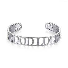 Carica l&#39;immagine nel visualizzatore di Gallery, SOV11 Bracciale S&#39;AGAPò LOVELY con scritta Good Luck in Acciaio e Smalto Verde
