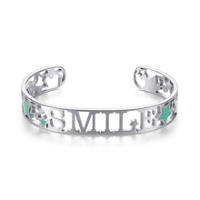 Carica l&#39;immagine nel visualizzatore di Gallery, SOV13 Bracciale S&#39;AGAPò LOVELY con scritta Smile in Acciaio e Smalto Verde
