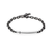 Carica l'immagine nel visualizzatore di Gallery, Bracciale con Targhetta in acciaio e catena in PVD colore rutenio di S'AGAPò PROUD SPD21
