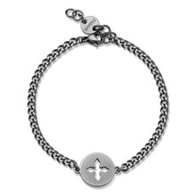 Carica l'immagine nel visualizzatore di Gallery, Bracciale Uomo con croce greca  traforata in acciaio con PVD grigio antracite
