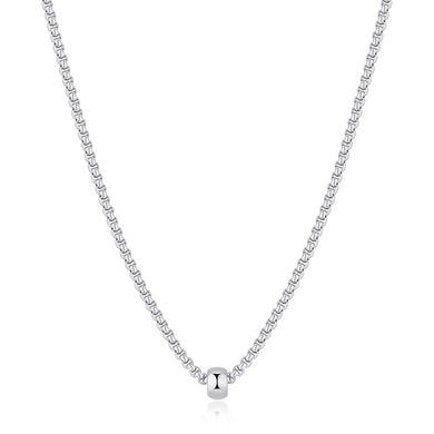 collana da uomo con pendente ad anellino in acciaio lucido color argento