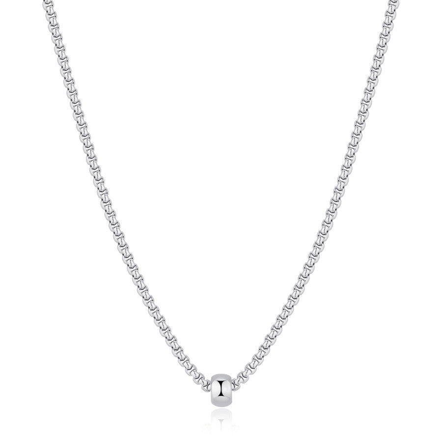 collana da uomo con pendente ad anellino in acciaio lucido color argento