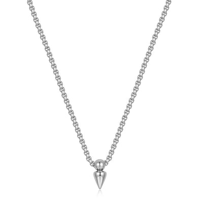 collana da uomo con pendente a spuntone in acciaio lucido color argento