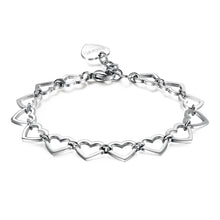 Carica l'immagine nel visualizzatore di Gallery, Bracciale donna in acciaio con 15 cuoricini Sagapò STARLOVE SRL14
