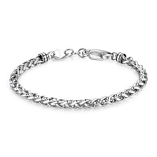 Carica l'immagine nel visualizzatore di Gallery, Bracciale da Uomo a Catena con maglia spiga in Acciaio Inossidabile color argento con Chiusura a moschettone che ricorda lo sport di Arrampicata.
