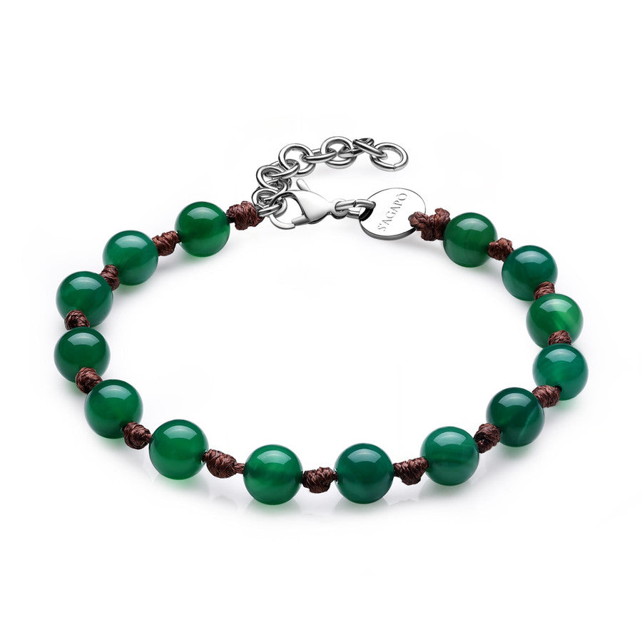 SRT22 Bracciale S'AGAPò RIOT con cordino cerato marrone e Agata Vera