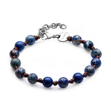 Carica l&#39;immagine nel visualizzatore di Gallery, SRT24 Bracciale S&#39;AGAPò RIOT con cordino cerato marrone e lapislazzuli
