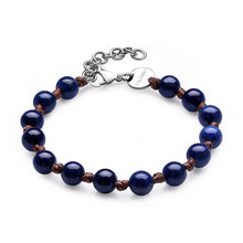 Carica l'immagine nel visualizzatore di Gallery, Bracciale con Sodalite blu e cordino cerato marrone S'AGAPò RIOT SRT25
