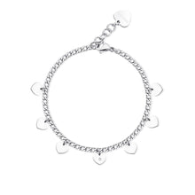 Carica l'immagine nel visualizzatore di Gallery, Bracciale con pendenti a forma di Cuore in acciaio e Cristallo S'AGAPò MESSAGE SSG11
