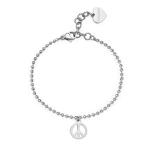 Carica l'immagine nel visualizzatore di Gallery, Bracciale a maglia pallina con simbolo della pace in acciaio S'Agapò SMILE SSM012
