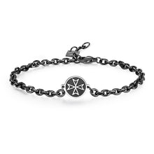 Carica l'immagine nel visualizzatore di Gallery, Bracciale Uomo con Croce ottagona in acciaio pvd nero S'Agapò TALISMAN STL15

