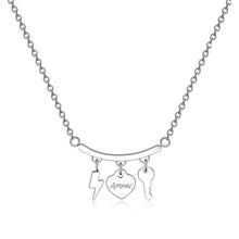 Carica l'immagine nel visualizzatore di Gallery, Collana in acciaio con charms a forma di saetta cuore e chiave S'AGAPò TRICONY STY02
