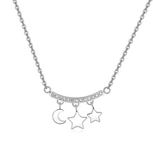 Carica l'immagine nel visualizzatore di Gallery, Collana con Luna Stelle e cristalli bianchi in acciaio S'AGAPò TRICONY STY06
