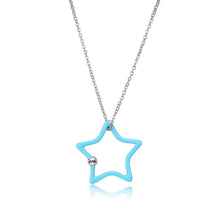 Carica l'immagine nel visualizzatore di Gallery, Collana con pendente a forma di stella in acciaio smalto turchese e cristallo di S'AGAPò Vibes SVB06
