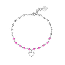 Carica l&#39;immagine nel visualizzatore di Gallery, SVB17 Cavigliera S&#39;AGAPò Vibes con smalto Fucsia e Charm a forma di Cuore
