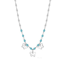 Carica l'immagine nel visualizzatore di Gallery, SVB19 Collana in acciaio e smalto Turchese con Charms a forma di Farfalle di S'AGAPò Vibes
