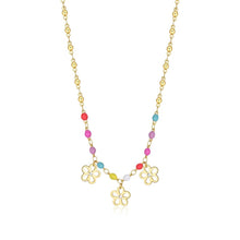 Carica l'immagine nel visualizzatore di Gallery, SVB20 Collana in acciaio PVD oro e smalto Multicolor con Charms a forma di Fiori di S'AGAPò Vibes
