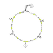 Carica l&#39;immagine nel visualizzatore di Gallery, SVB62 Cavigliera S&#39;AGAPò Vibes con smalto Giallo e Charm a forma di Ancora
