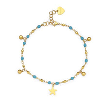 Carica l&#39;immagine nel visualizzatore di Gallery, SVB65 Cavigliera S&#39;AGAPò Vibes con smalto turchese e Charm a forma di Stella Marina
