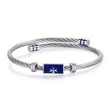 Carica l'immagine nel visualizzatore di Gallery, Bracciale da uomo in acciaio armonico con motivo nautico e smalto blu S'Agapò SEVEN SEAS SVN12
