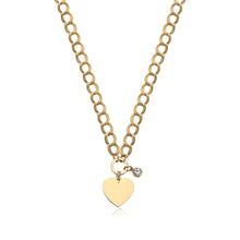 Carica l'immagine nel visualizzatore di Gallery, girocollo in acciaio dorato con Charms a forma di cuore liscio e charm con Cristallo
