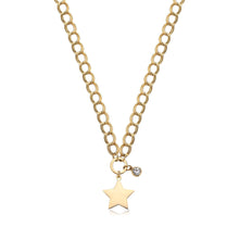 Carica l'immagine nel visualizzatore di Gallery, girocollo in acciaio dorato con Charms a forma di stella liscia e charm con Cristallo
