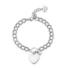 Carica l'immagine nel visualizzatore di Gallery, Bracciale in acciaio con Charms a forma di cuore liscio e Cristallo
